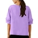 thumbnail image 4 of Camisetas de Manga Larga de Verano para las Mujeres Color Sólido Cuello Redondo Regular, Camisetas de Manga Corta de Verano para las Mujeres, 4 of 7