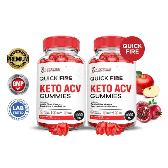 (2 Pack) Quick Fire Keto ACV Gummies 1000MG Dietary Supplement 120 Gummys