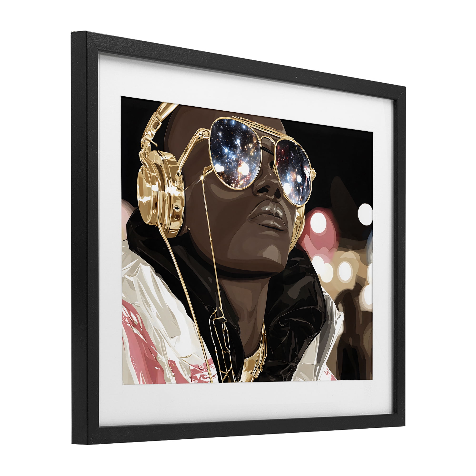 Stupell Industries Starry Eyed Shades with Headphones Black Framed Print Under Glass, design by Franklyn Gregory