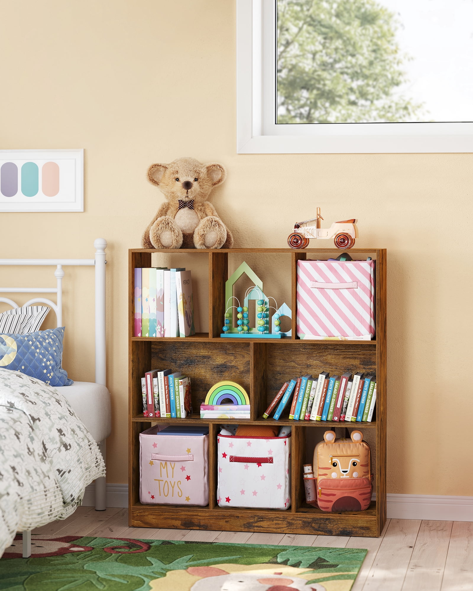 8-Cube Organizer, Modern Bookcase Storage for Livingroom Kidroom, Brown