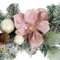 thumbnail image 5 of Northlight 6' Pink Floral and Ball Ornament Frosted Pine Artificial Christmas Garland, 5 of 9