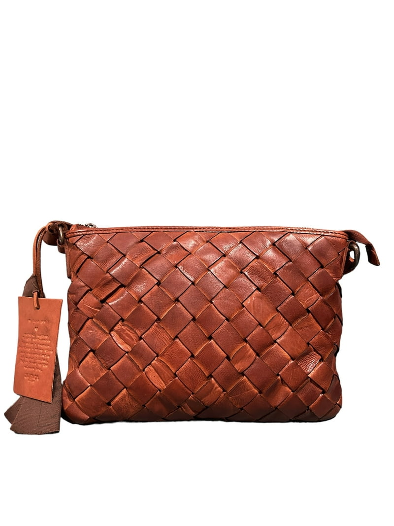Vilenca Holland Anthropologie genuine leather woven sling bag Vilenca Holland Woven Brown Leather Crossbody Handbag  main image 3