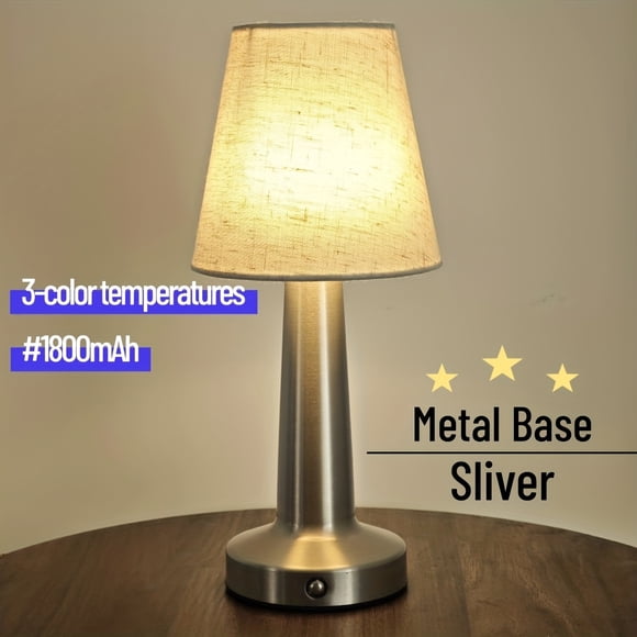 Rechargeable LED Table Lamp with Fabric Shade, And Metal Base - Perfect for Bedroom, Living Room, Office, Or Study Room Light | Minimalist Lamp |, Lamp for Bedroom