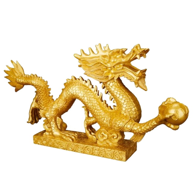 Dragón de resina Yuarrent decoración zodiaco chino adorno Dorado 4#