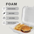 thumbnail image 3 of Klex 3-Compartment Foam Clamshell Take Out Food Containers - 8"x8"x3", 200/cs, 3 of 5