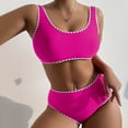 thumbnail image 2 of Sngxgn Womens Swimsuits Two Piece High Waisted Tummy Control Bathing Suits Criss Cross Wrap Front Bikini Sets(Hot Pink,L), 2 of 4