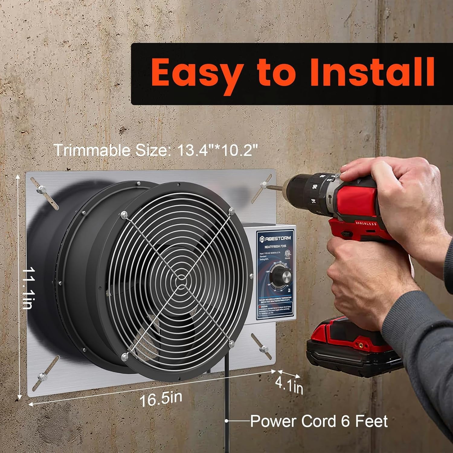 Abestorm Crawlspace Ventilation Fans 720CFM  IP-55 Grade Basements Stainless Steel Vent Fan 10 inches Ventilator Fan with Freeze Protection Thermostat Dehumidistat for Crawlspace Attic Garage Exhaust