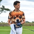 thumbnail image 3 of Honeii Colorful Leaf Chihuahua print Polo Shirt, a classic short-sleeved, button-down golf shirt designed for men4X-Large, 3 of 6