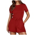 thumbnail image 1 of YDLCAFD Womens Casual Short Sleeve Shorts Solid Jumpsuit With 2 Pockets XXL, 1 of 7