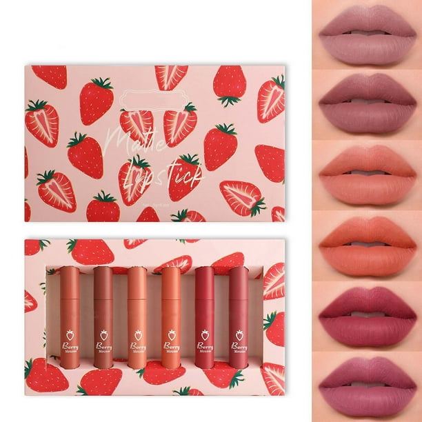 Set de esmalte labial mate de 6 piezas | Colección de pintalabios de terciopelo antiadherente de larga duración | Fórmula que no se desvanece | 5ml cada uno | Perfecto para uso diario, oficina y