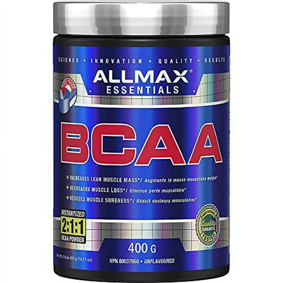 ALLMAX Nutrition - BCAA 2:1:1-100% Pure Qualité Pharmaceutique - Acides Aminés à Chaîne Ramifiée Micronisée - Sans Gluten, 400 Grammes