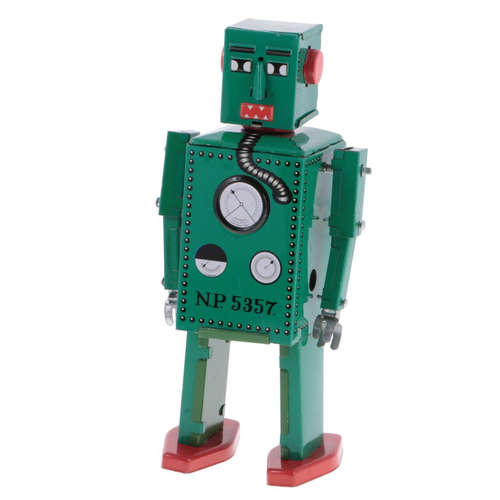 Kids Collectible Wind Up Robot Model Tin Toy Walking w/ Key for Fun Toy Gifts 