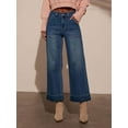 thumbnail image 4 of Womens High Waist Wide Leg Jeans Trendy Cropped Denim Pants Solid Ankle Length Stretchy Jeans with Pockets Blue L, 4 of 9