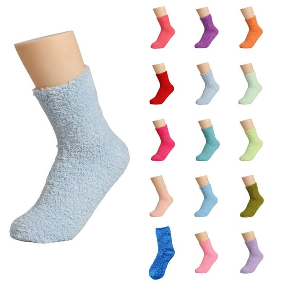 Duoif Fuzzy Socks Cozy Fluffy Soft Socks, Winter Sleep Slipper Hospital Winter Warm Plush Sleeping Christmas Socks 1 Pairs Army Green