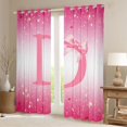 thumbnail image 2 of Feelyou Pink Bow Blackout Curtains Set of 2 (52x84 Each), Monogrammed D Window Curtains, 2 of 6
