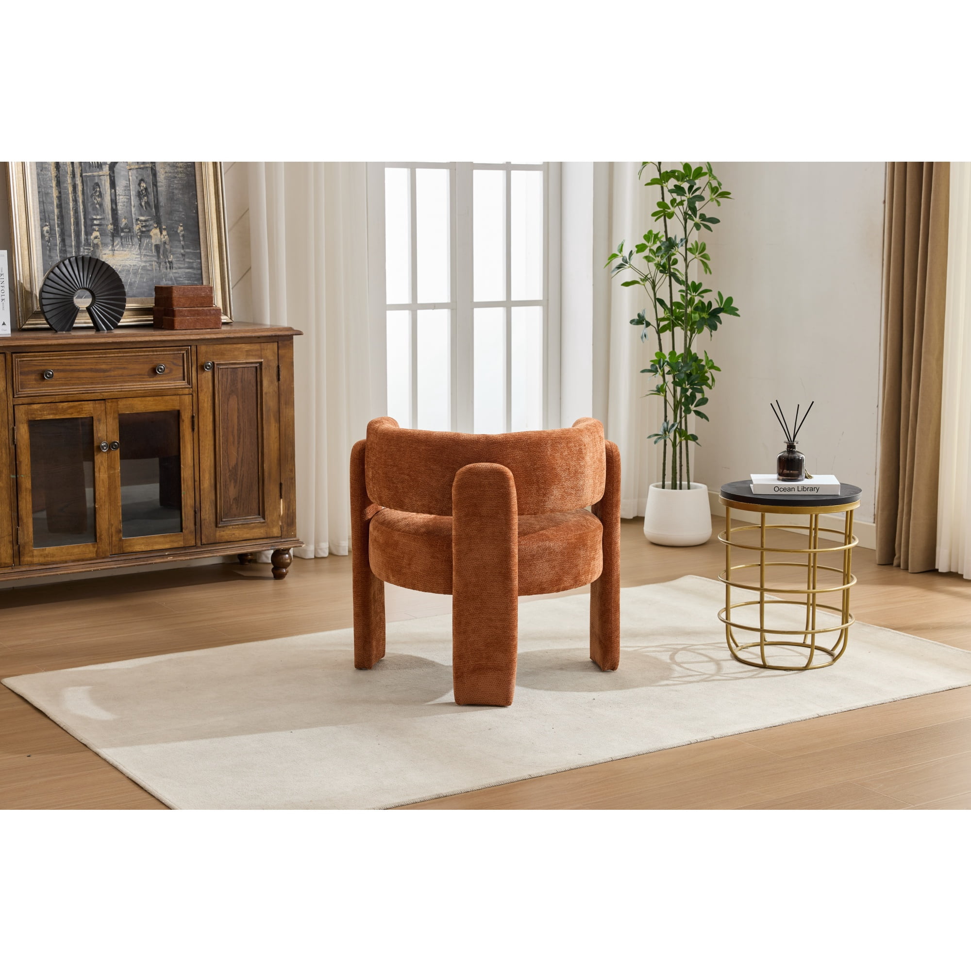 Accent Chair, Armchair, Boucle Chair&nbsp;Modern Upholstered Fabric Accent Armchair, Comfortable Leisure Single Sofa Chair for Living Room, Bedroom, Office, Orange