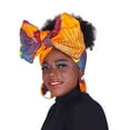 thumbnail image 4 of XIAOHUAGUA Fashion African Head Scarf And Warrings 2 Pieces Women Headwear Wax Ankara Hairband, 4 of 5