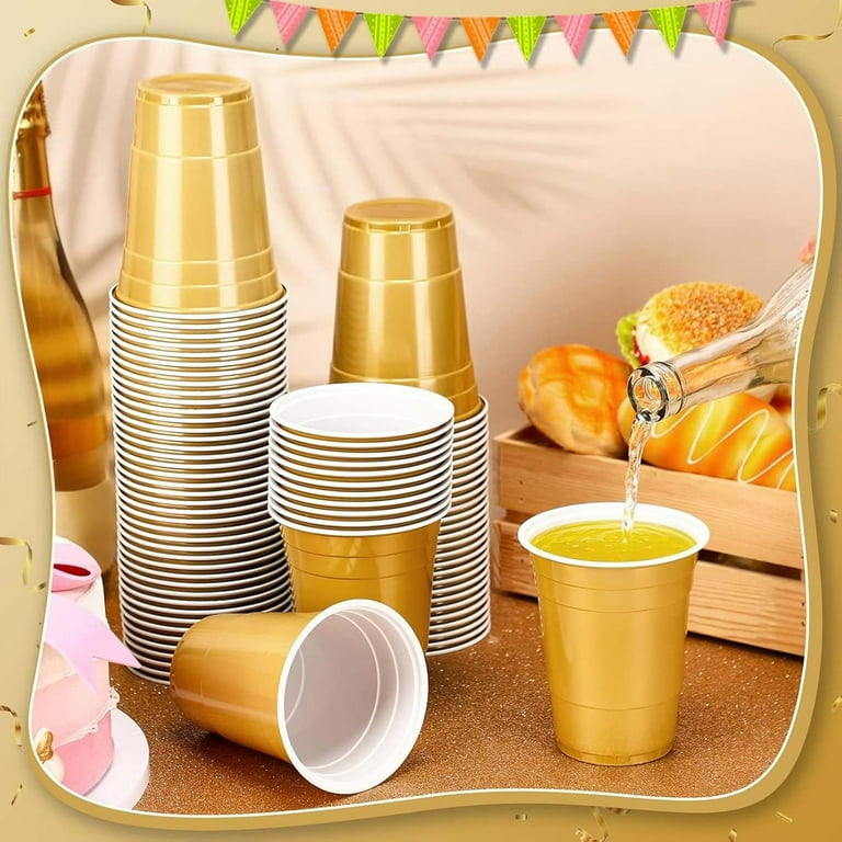 100 Pack 16 Oz Plastic Party Cups – Heavy Duty Disposable Cups With Fill Lines, Light Pink