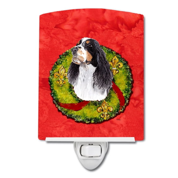 Springer Spaniel Christmas Wreath Ceramic Night Light