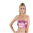 thumbnail image 3 of Sujetador bandeau con top de tubo corto sin tirantes metálico brillante para mujer, 3 of 3