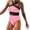 Pink, variant on Womens High Neck Tummy Control One Piece Swimsuit - Front Crossover Back Sports Bathing Suit for Swimming, Beach Vacation & Workout