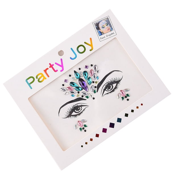 Jumpingount Joyas para la frente de ojos, pegatinas autoadhesivas de diamantes de imitación, maquillaje facial ostentoso, decoraciones DIY para Tratamientos faciales Tipo 2