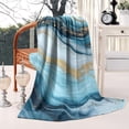 thumbnail image 2 of Blue Marble Gold Wave Pattern Blanket,Comfortable Soft Flannel Throw Blanket,All Season,Warm Lightweight Blankets for Sofa Bed Couch Living Room Chair,50"x60", 2 of 4