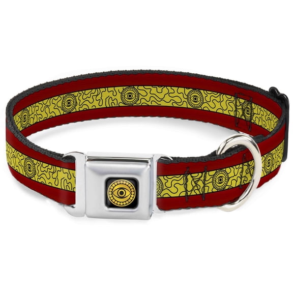 Marvel Comics Pet Collar, Dog Collar Metal Seatbelt Buckle, Doctor Strange Eye of Agamotto Stripe Red Gold Black, 9.5 to 13 Inches 1.0 Inch Wide