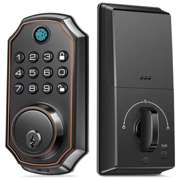 Fingerprint Door Lock with - Keyless Entry Door Lock, Electronic Keypad Deadbolt, Digital Smart Code ,Auto-Locking, Easy Installation, Matte Black