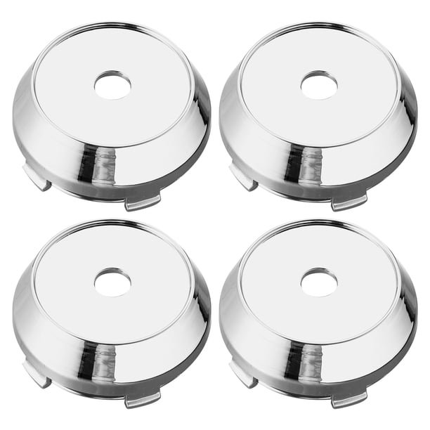 60mm Diámetro 5 Clips Auto Coche Neumático Centro Cubo Tapas Base Plateado Tono 4 Piezas