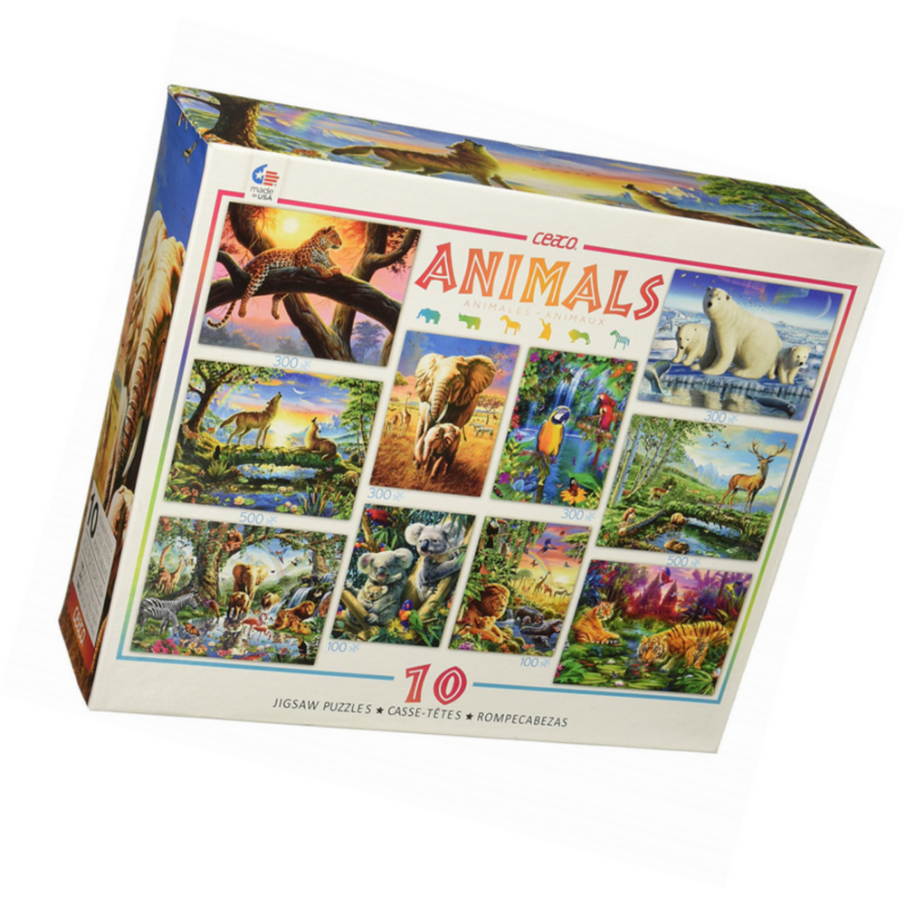 Ceaco 10-in-1 Multi Pack Animals Puzzle (100 Piece) - Walmart.com ...