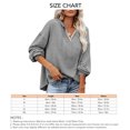 thumbnail image 5 of Mujeres con capucha Top encaje empalme cuello en V hombro caído cordón suéter suelto sudaderas para dama, 5 of 5
