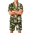 thumbnail image 2 of Halloween Pajamas Men Cute Halloween Pajamas for Men Matching Halloween Pajamas Pumpkin Pajamas Men Halloween Pjs Halloween Pajamas Men Casual Short Sleeve Button Down Tops Shorts, Yellow, 4XL, 2 of 4