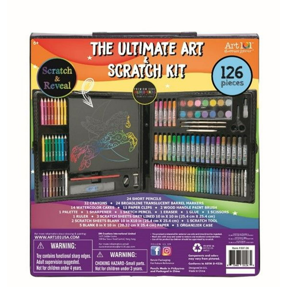 Art 101 Budding Artist Ultimate Art and Scratch Art Kit with 126 Pieces