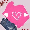 thumbnail image 6 of WHLBF Tops for Women Long Sleeved Round Neck Hearted Printed Sweatshirts Hot Pink M, 6 of 9