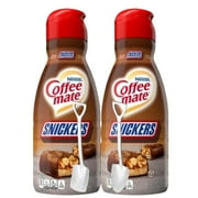 Candy Freezer Liquid Coffee Creamer 32 fl oz (2-Pack) with Mini Metal Spoons – Rich & Creamy Flavor (Snickers) Shovel Spoons