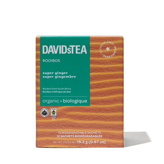 DAVIDsTEA Lot de 12 Sachets - Super Gingembre (Biologique)