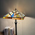thumbnail image 3 of Tiffany Floor Lamp Mission Style Blue Stained Glass Floor Light for Reading Antique 16" Double Light Standing Lamp for Living Room Bedroom Home Office, 3 of 7