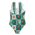 thumbnail image 2 of Girls Ruffle One Piece Swimsuit, Stretchy Fabric for Beach & Pool Activities Coffee Cups and Sugar Cookies, 2 of 8