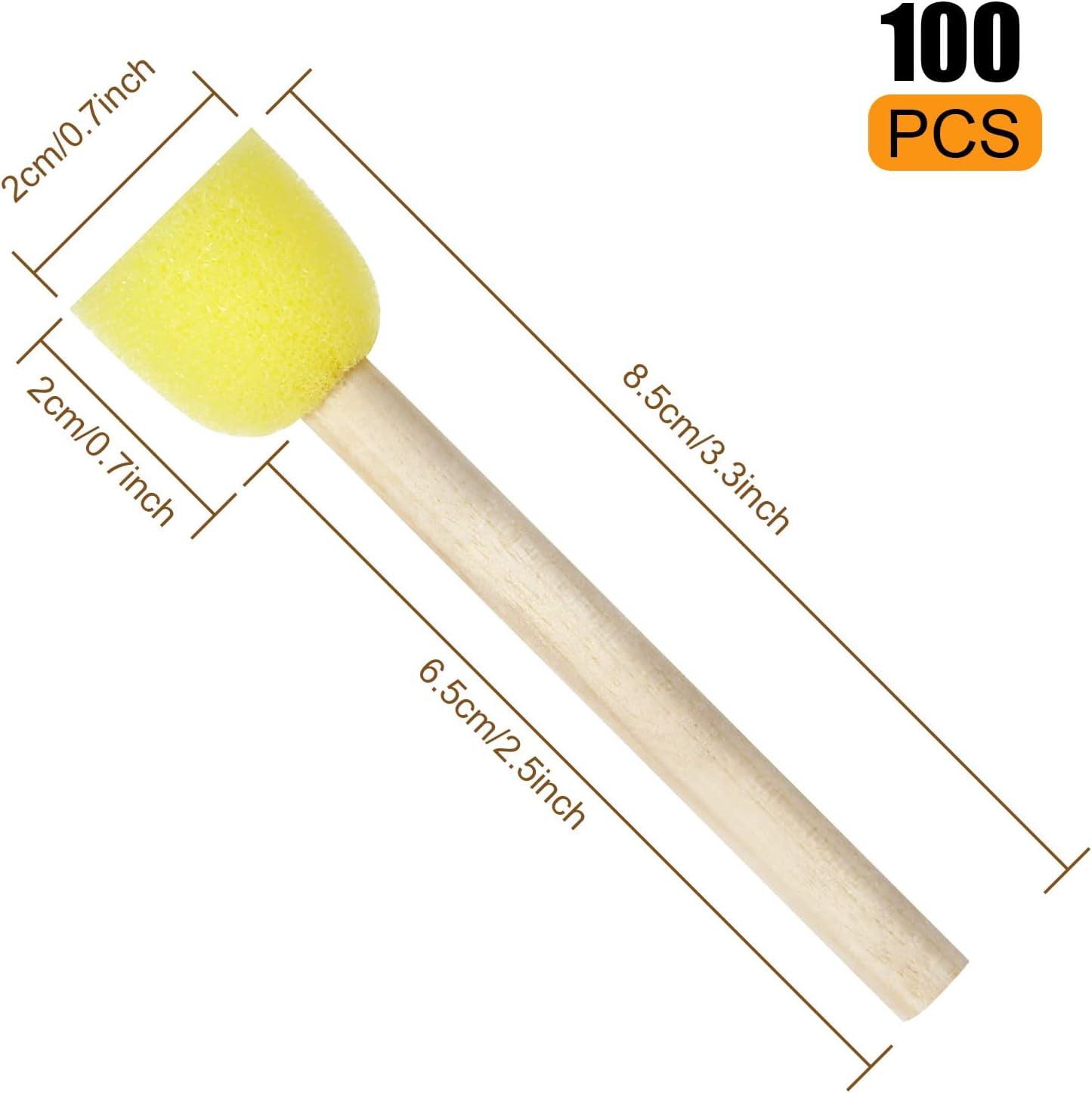 100Pack 0.8Inch Round Sponge Foam Brush Set, Wooden Handle Round Sponge Brushes for Painting, Sponge Foam Brush for Kids DIY Painting Crafts