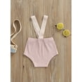thumbnail image 4 of Kiapeise Newborn Baby Girls Boys Suspender Shorts Overalls Unisex Infant Solid Color Ribbed Knitted Bloomers Summer Clothes, 4 of 9