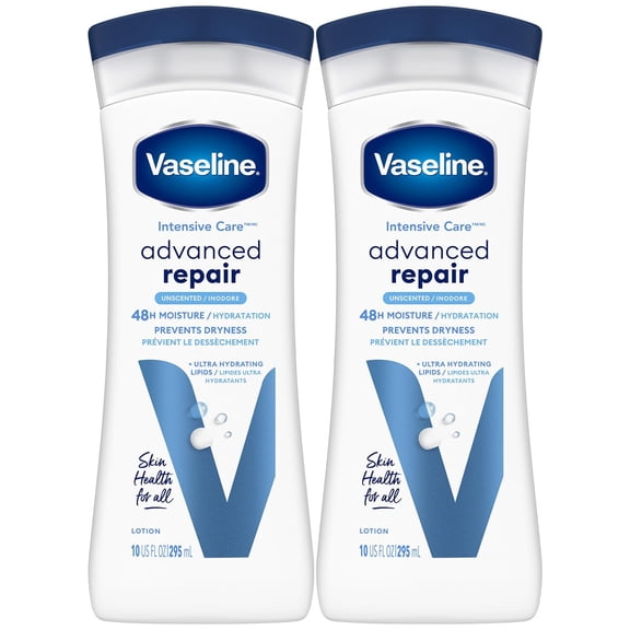 Pack of 2 Vaseline Intensive Care Advanced Repair Body Lotion - Unscented, 10 oz (Package May Vary)