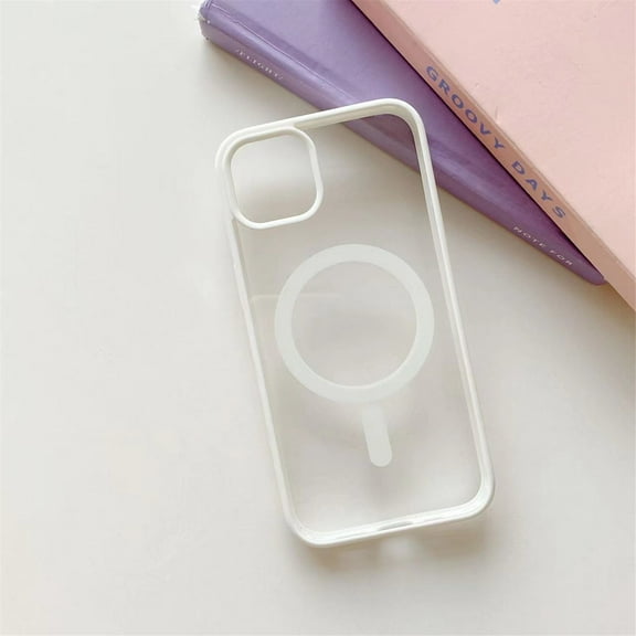 Cowithday Frosted Magnetic Case for iPhone 14 Compatible with MagSafe Wireless Charging Anti-Scratch Non Yellowing Transparent Acrylic Back Soft TPU Frame Case Cover for iPhone 14 6.1", White