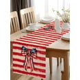 thumbnail image 2 of Independence Day USA Flag Bow Table Runner-36 Inch Long Retro Red Brown Striped Table Runners Linen Burlap Tablerunner for Kitchen Dining Room Holiday Party, 2 of 9