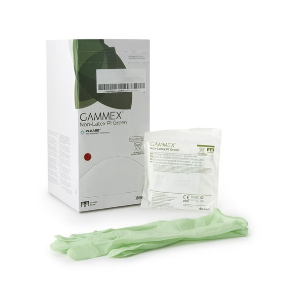 GAMMEX Non-Latex PI Green Disposable Sterile Polyisoprene Surgical Glove Standard Cuff Length SIZE 8 20685280 50 per Box