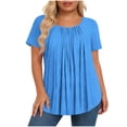 thumbnail image 2 of Neewe Womens Plus Size Pleated Tops Short Sleeve Summer Tunic Casual Loose Fit Crewneck Shirts Blouse 2026, 2 of 6