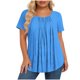 thumbnail image 2 of Neewe Womens Plus Size Pleated Tops Short Sleeve Summer Tunic Casual Loose Fit Crewneck Shirts Blouse 2026, 2 of 6