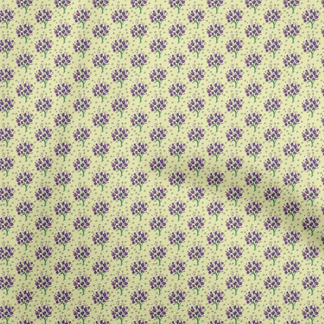 oneOone Cotton Flex Pale Yellow Fabric Floral Craft Projects Decor Fabric Printed By The Yard 40 Inch Wide