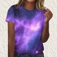 thumbnail image 1 of Warop T-Shirt à Col Rond à Manches Courtes pour Femmes avec Imprimé d'Étoiles Partout, Décontracté et Tendance pour un Usage Quotidien et des Sorties Décontractées, 1 of 5