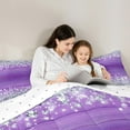 thumbnail image 4 of Manfei Romantic Sparkling Print Bedding Comforter Set 7-Piece,Chic Diamond Pearl King Bedding Sets,Purple Silver Bed Sheets For Girl,Ultra Soft Home Decor Reversible, 4 of 8